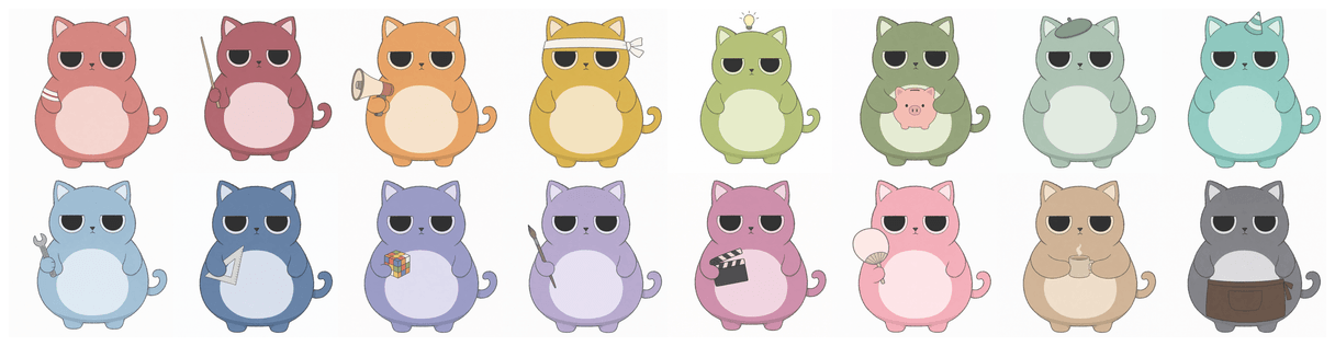 16タイプのキャラクターたち
